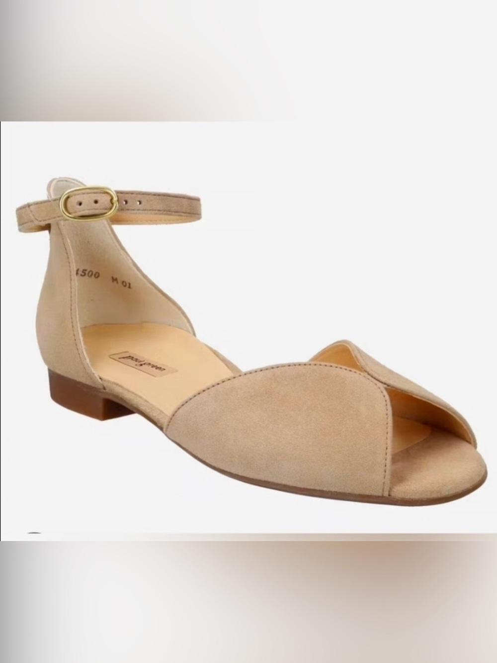 Paul Green Beige Suede D'Orsay Low Block Heel Sandals